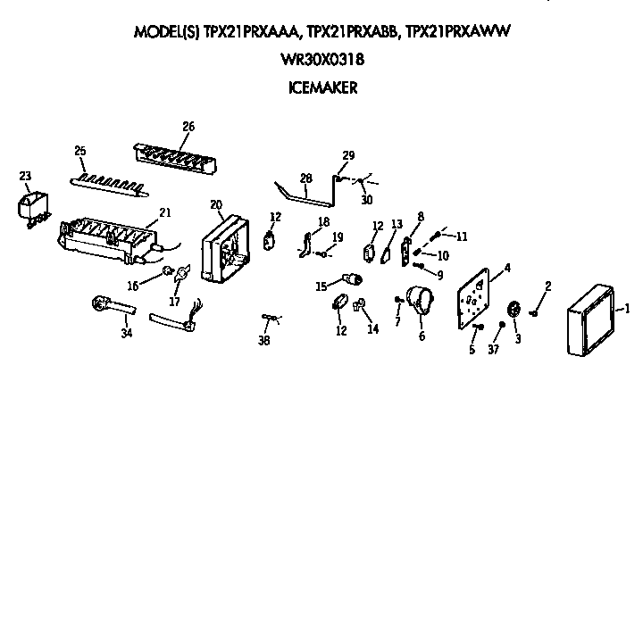 GE TPX21PRXABB icemaker (tpx21prxaaa/abb/aww) diagram