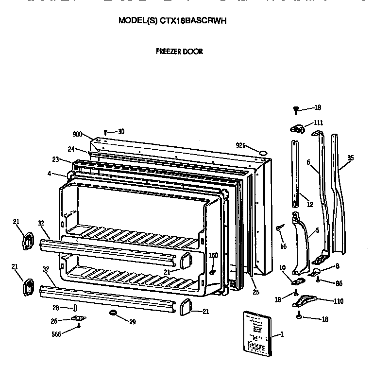 Hotpoint CTX18BASCRWH freezer door diagram