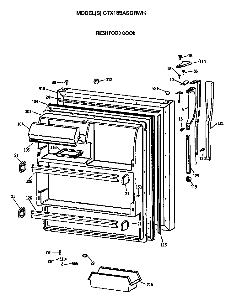 Hotpoint CTX18BASCRWH fresh food door diagram