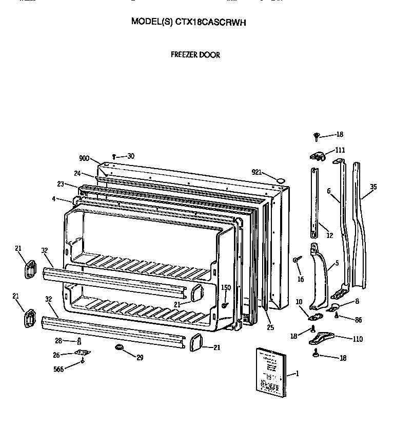 Hotpoint CTX18CASCRWH freezer door diagram