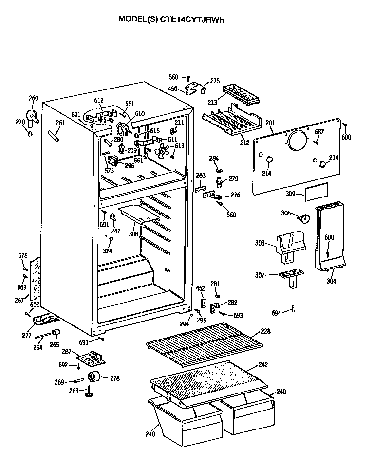 Hotpoint CTE14CYTJRWH cabinet diagram