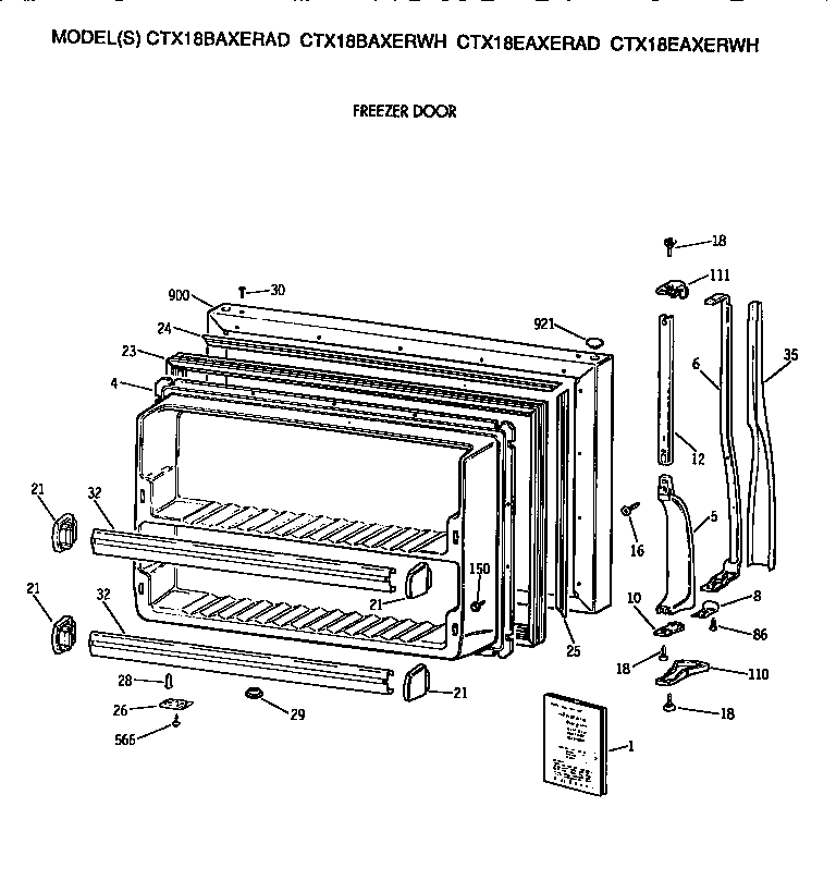 Hotpoint CTX18BAXERWH freezer door diagram