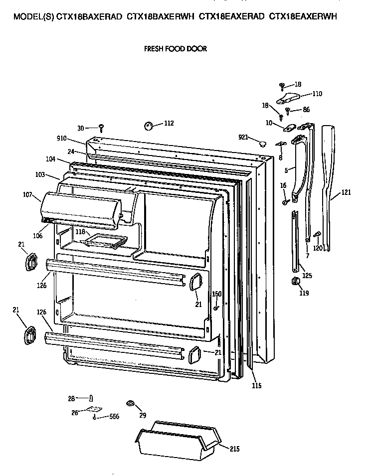 Hotpoint CTX18BAXERWH fresh food door diagram