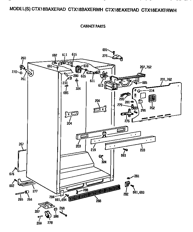 Hotpoint CTX18BAXERWH cabinet diagram