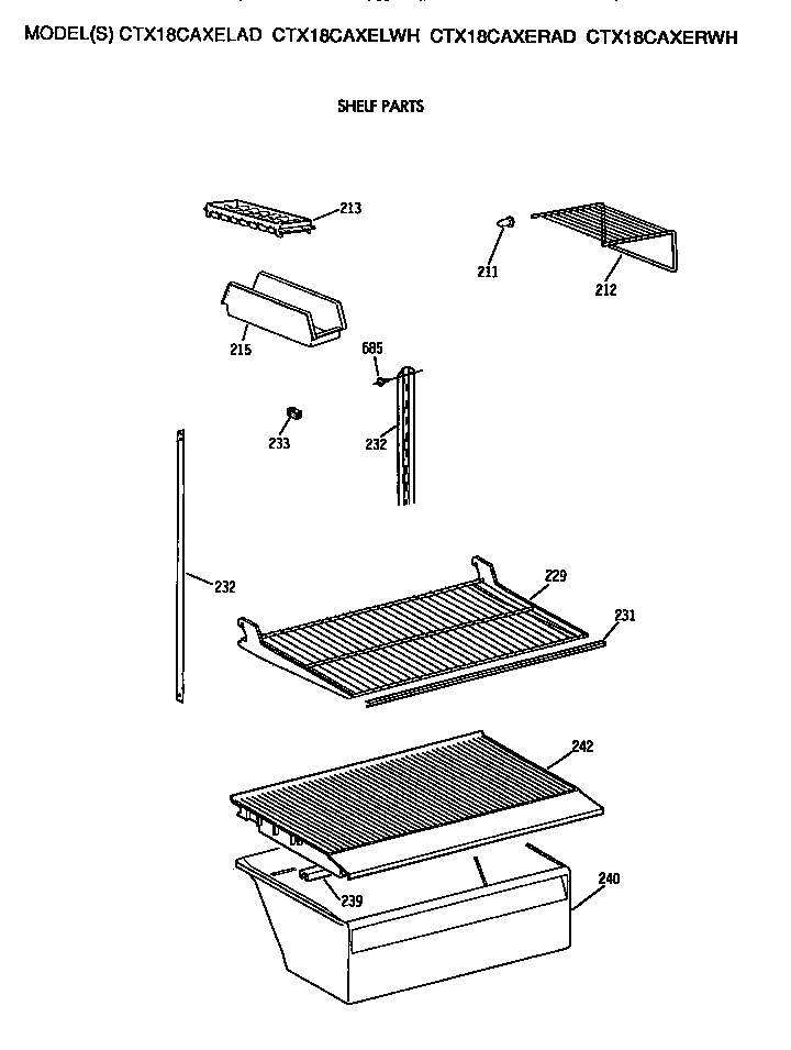 Hotpoint CTX18CAXELAD shelves diagram