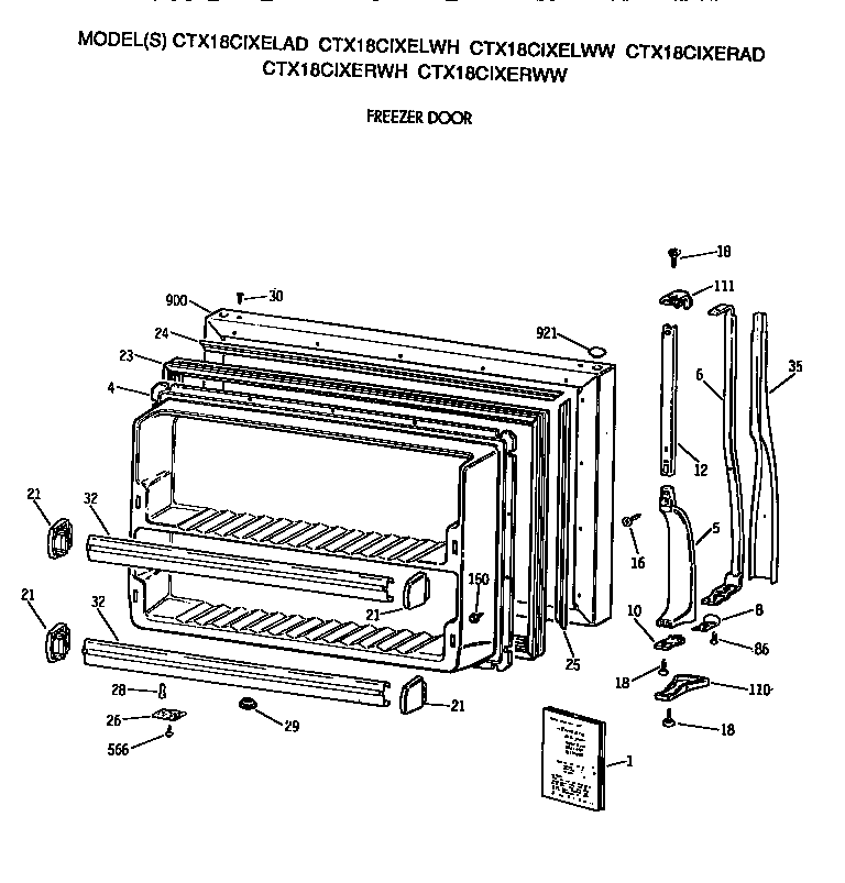 Hotpoint CTX18CIXERAD freezer door diagram