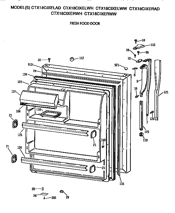 Hotpoint CTX18CIXERAD fresh food door diagram