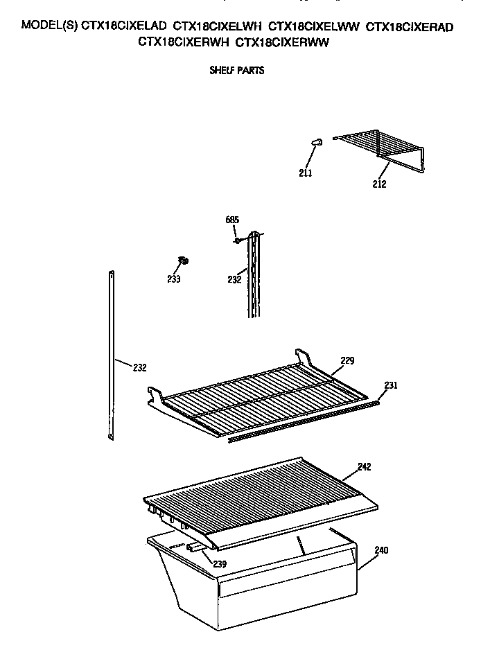Hotpoint CTX18CIXERAD shelves diagram