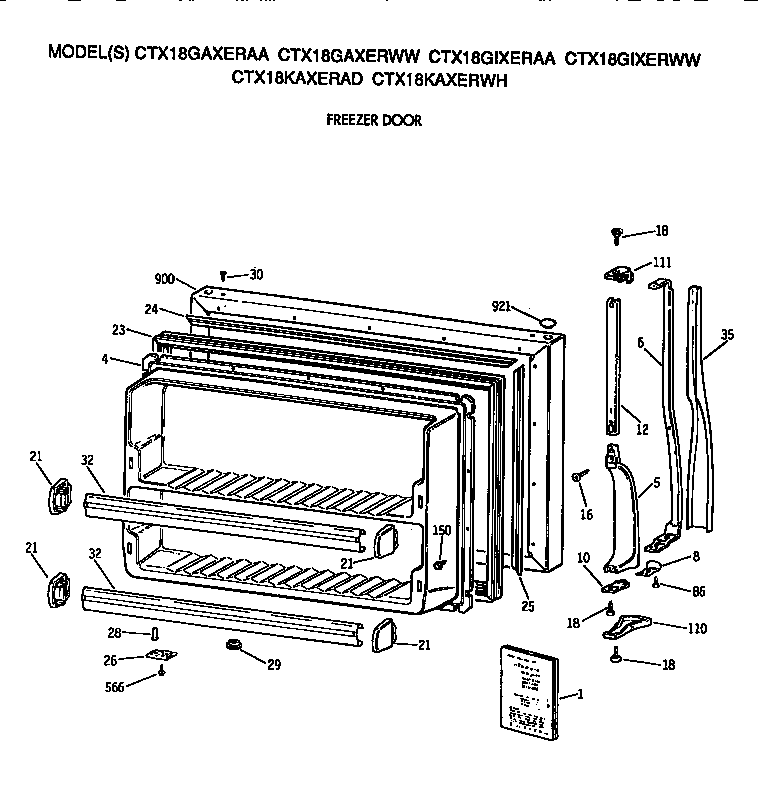 Hotpoint CTX18GIXERAA freezer door diagram
