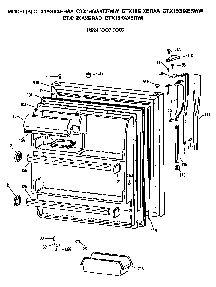 Hotpoint CTX18GIXERAA fresh food door diagram