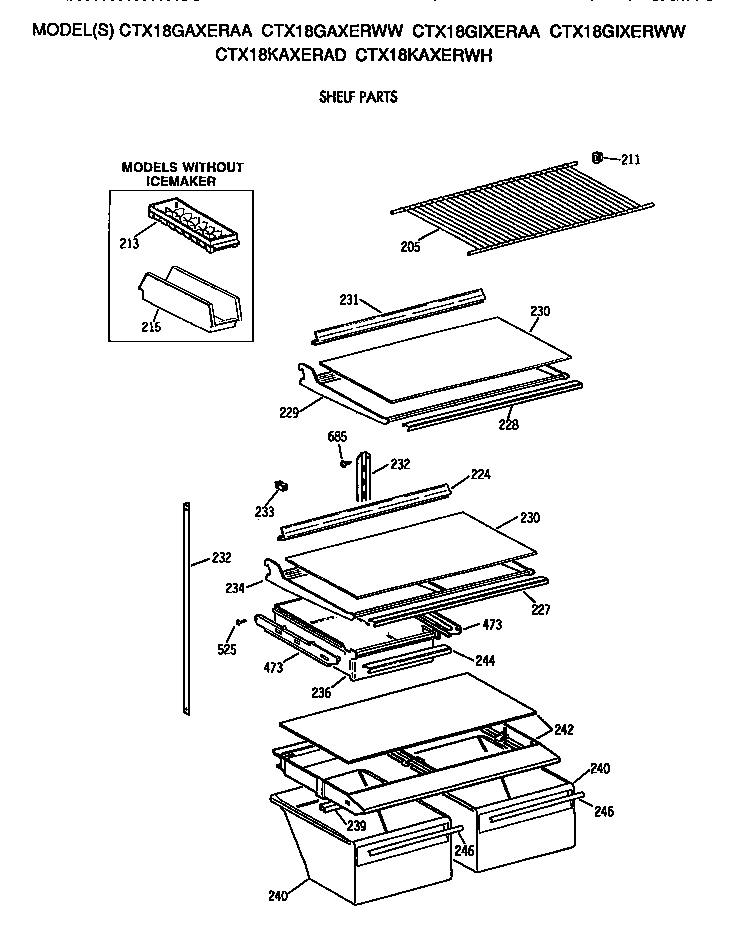 Hotpoint CTX18GIXERAA shelves diagram