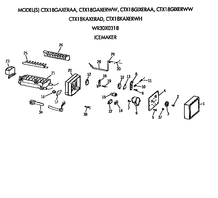 Hotpoint CTX18GIXERAA icemaker diagram