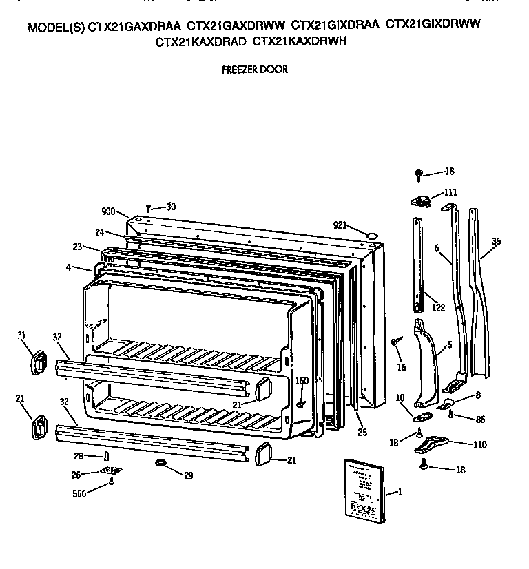 Hotpoint CTX21GIXDRAA freezer door diagram
