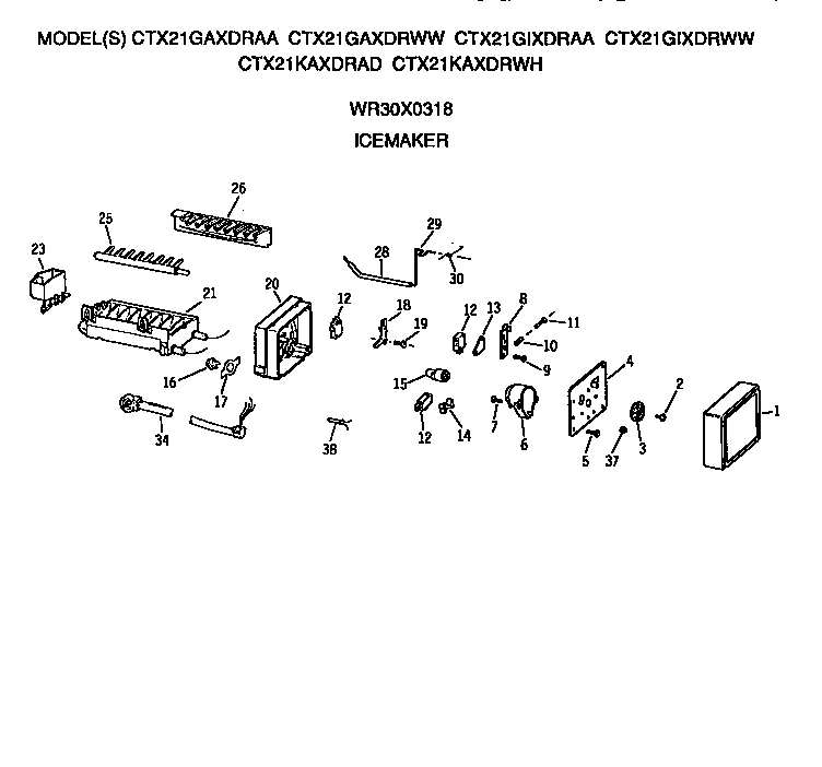 Hotpoint CTX21GIXDRAA icemaker diagram