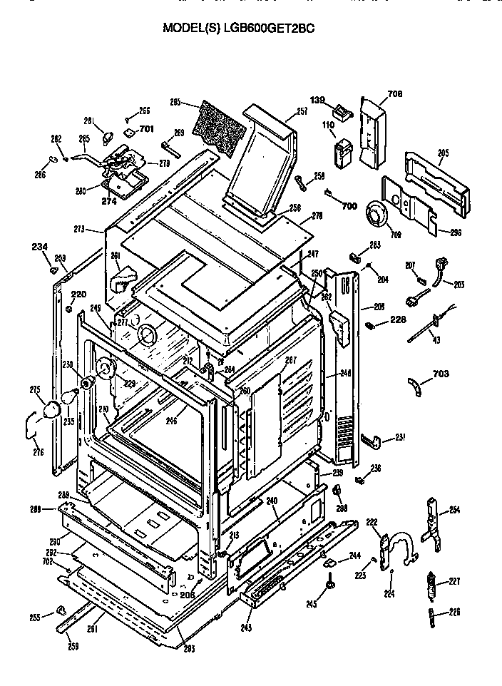 GE LGB600GET2BC oven cabinet diagram