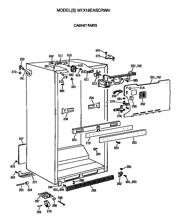 GE MTX18EASCRWH cabinet diagram