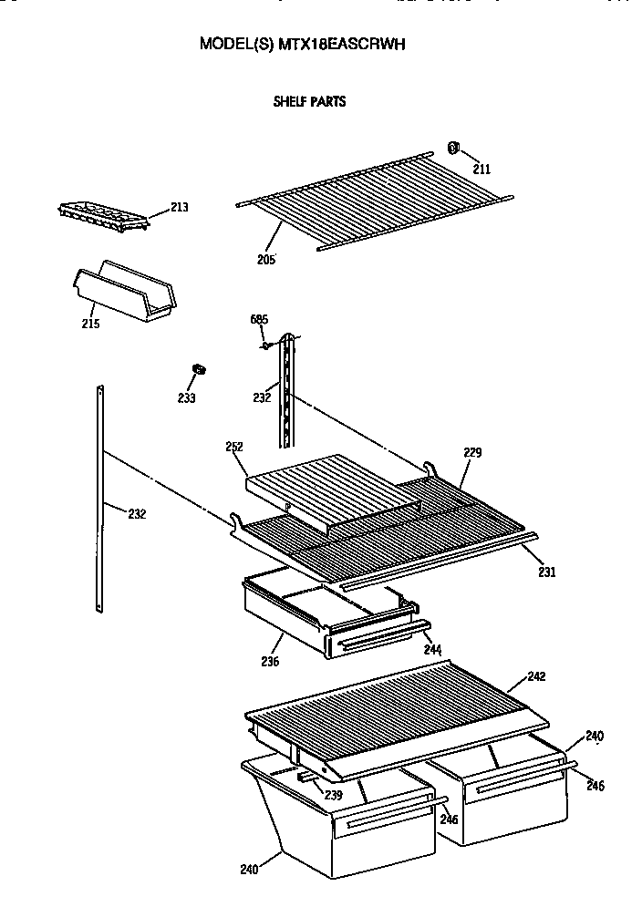 GE MTX18EASCRWH shelves diagram