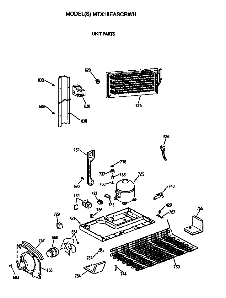 GE MTX18EASCRWH unit diagram