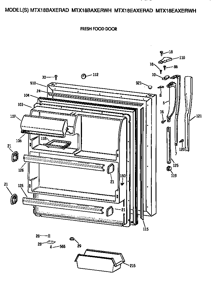 GE MTX18BAXERAD fresh food door diagram