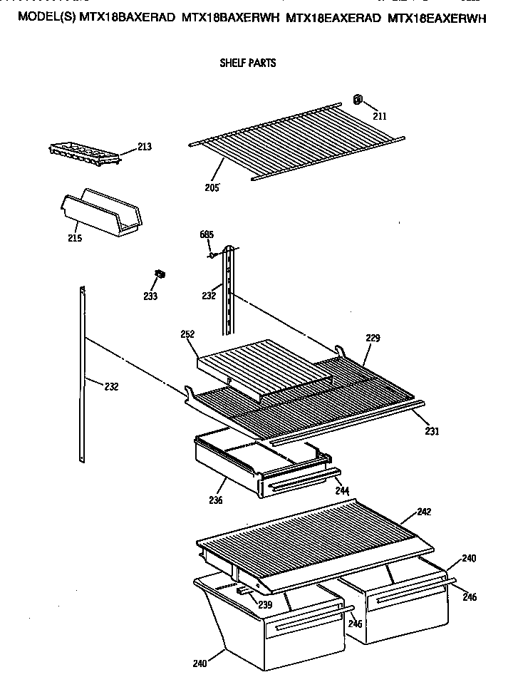 GE MTX18BAXERAD shelves diagram