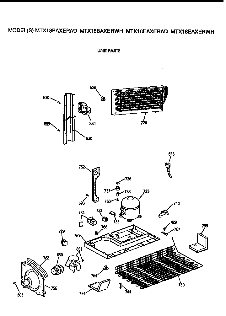 GE MTX18BAXERAD unit diagram