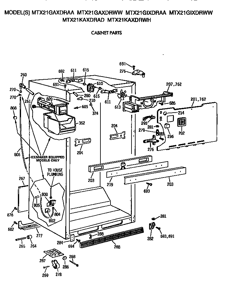 GE MTX21KAXDRAD cabinet diagram