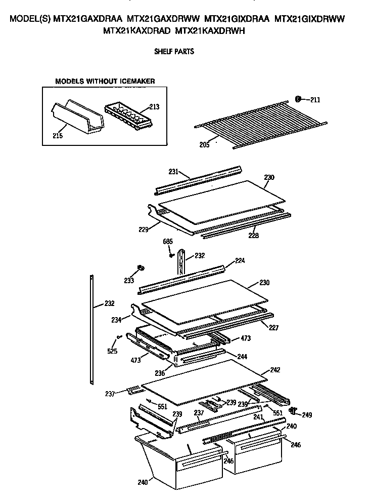 GE MTX21KAXDRAD shelves diagram