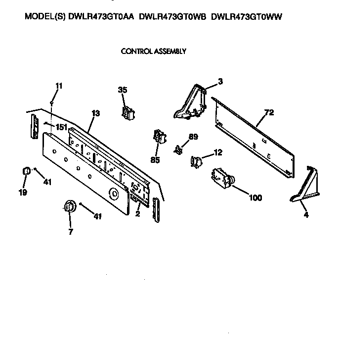 GE DWLR473GT0WB backsplash diagram