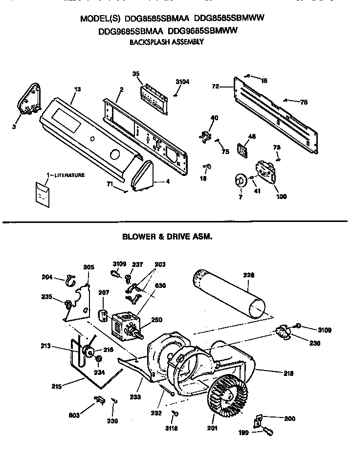GE DDG8585SBMAA replacement parts diagram