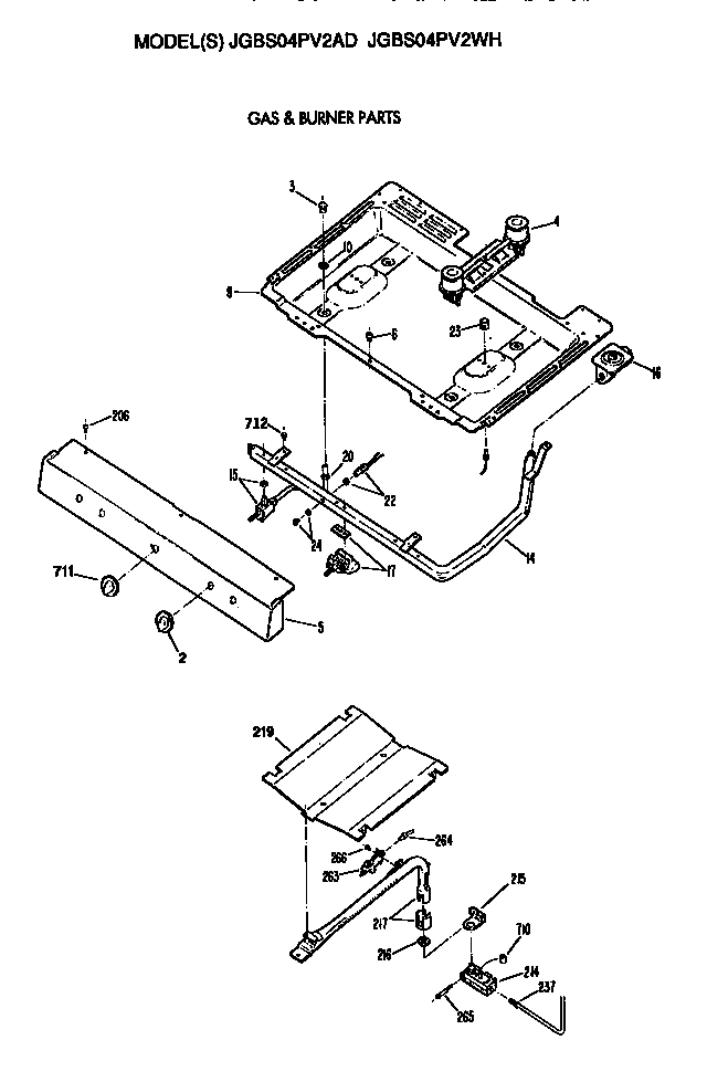GE JGBS04PV2WH burner assembly diagram
