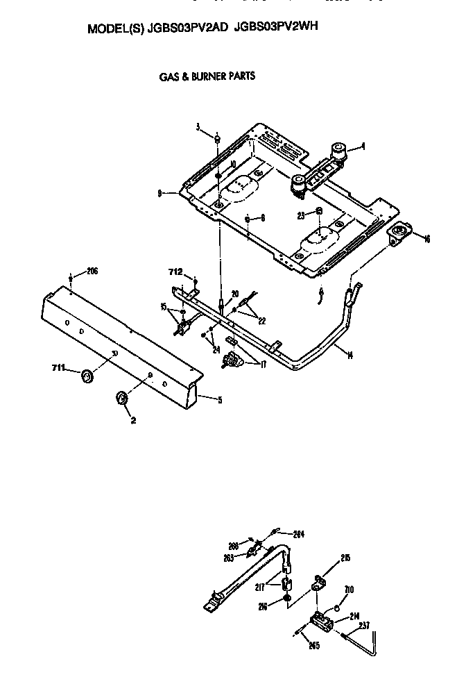 GE JGBS03PV2WH burner assembly diagram