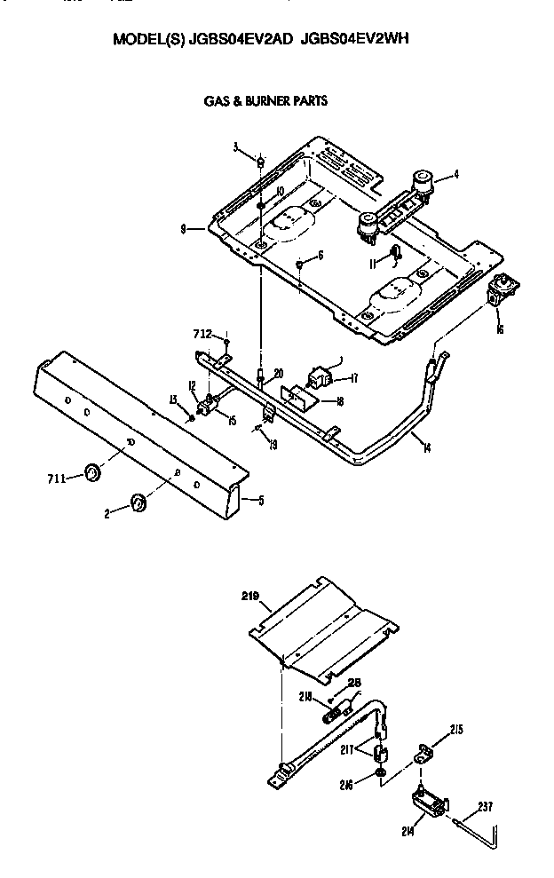 GE JGBS04EV2AD burner assembly diagram