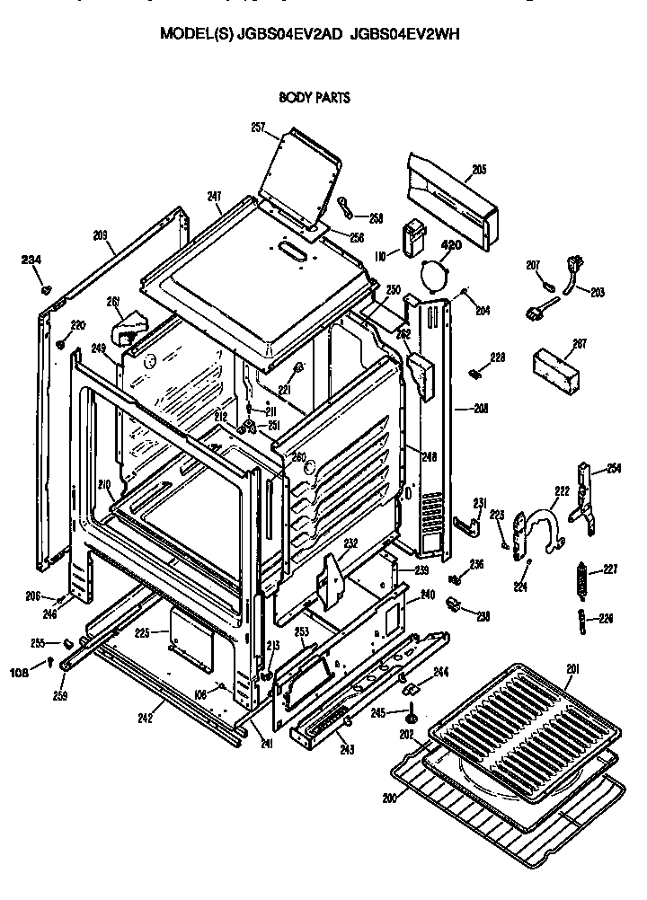 GE JGBS04EV2AD oven cabinet diagram