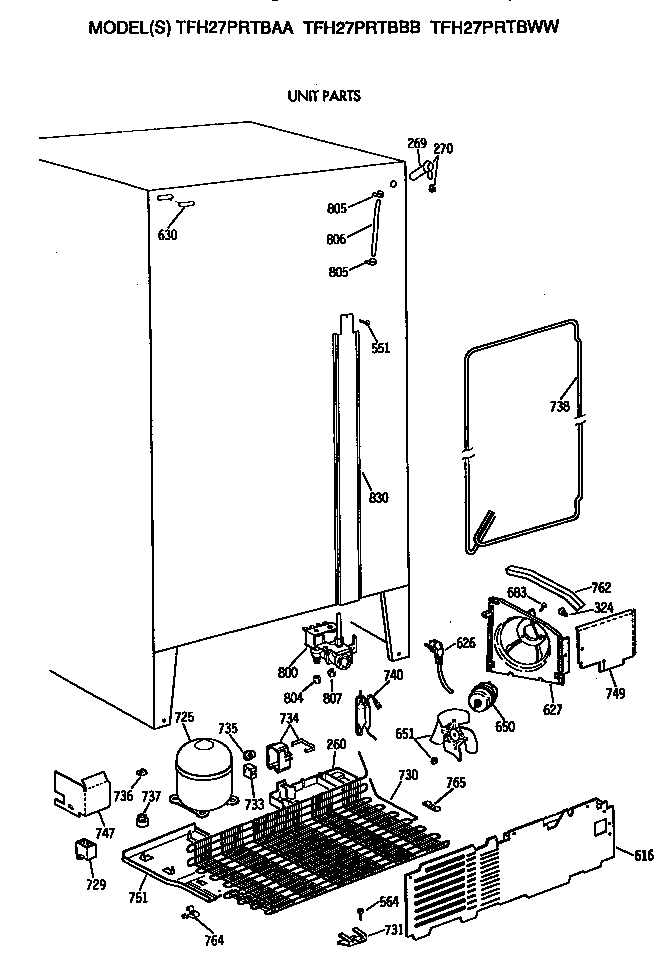 GE TFH27PRTBAA unit diagram
