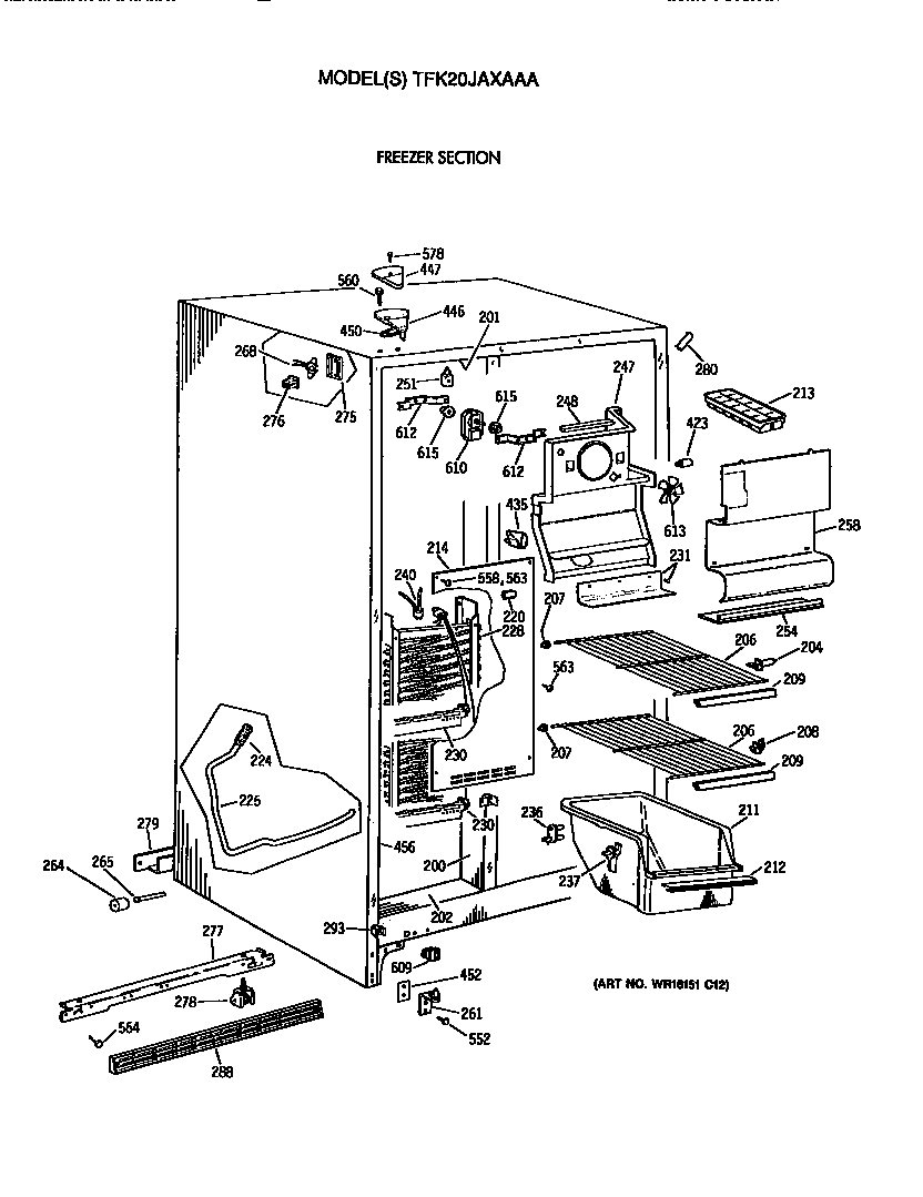 GE TFK20JAXAAA freezer section diagram