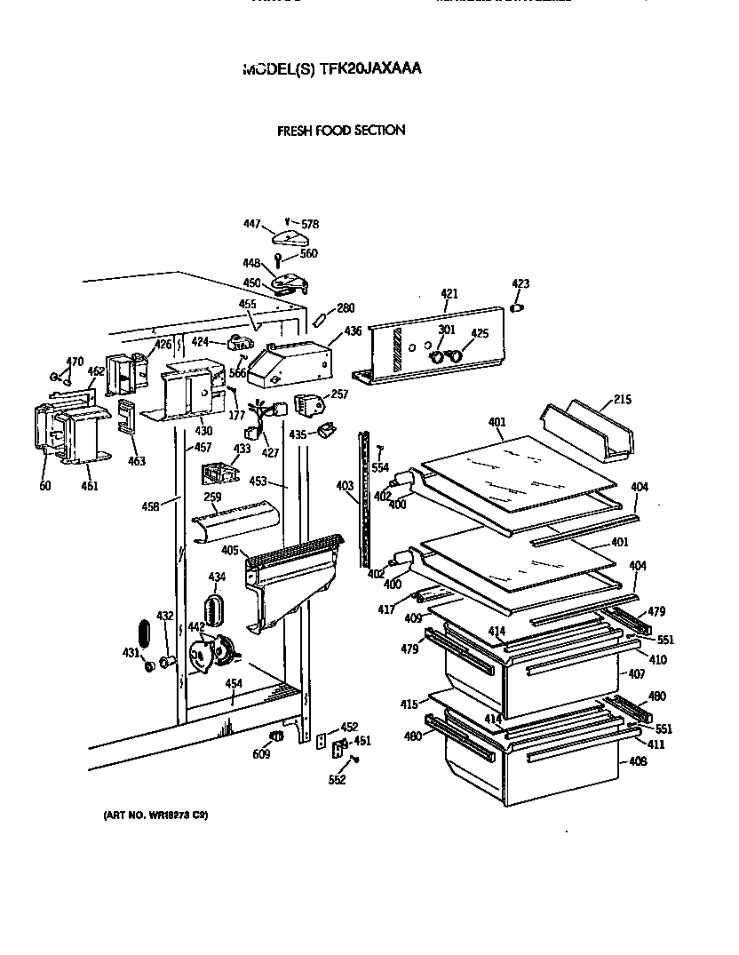 GE TFK20JAXAAA fresh food section diagram