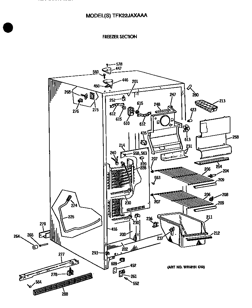 GE TFK22JAXAAA freezer section diagram