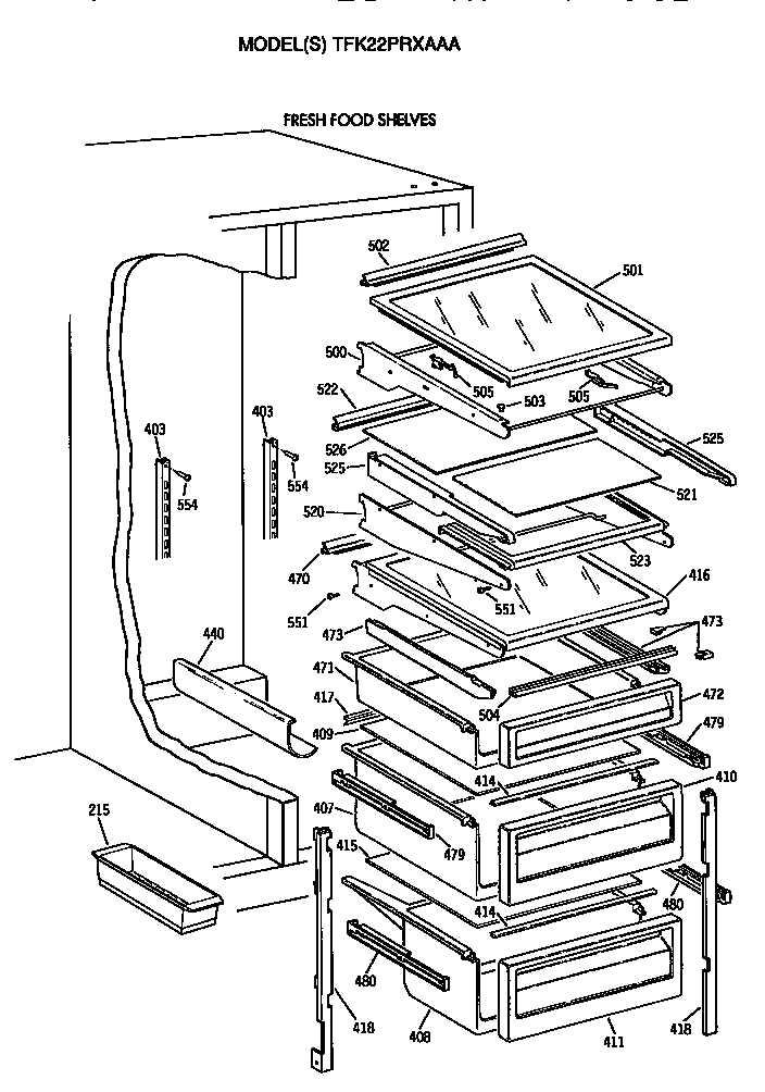 GE TFK22PRXAAA shelves diagram