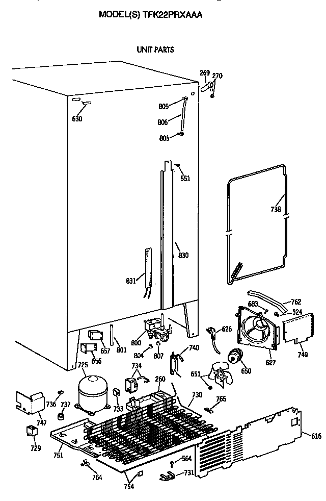 GE TFK22PRXAAA unit diagram