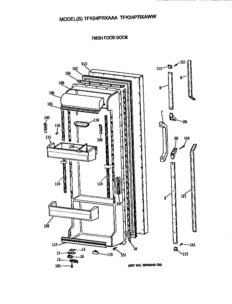 GE TFK24PRXAWW fresh food door diagram