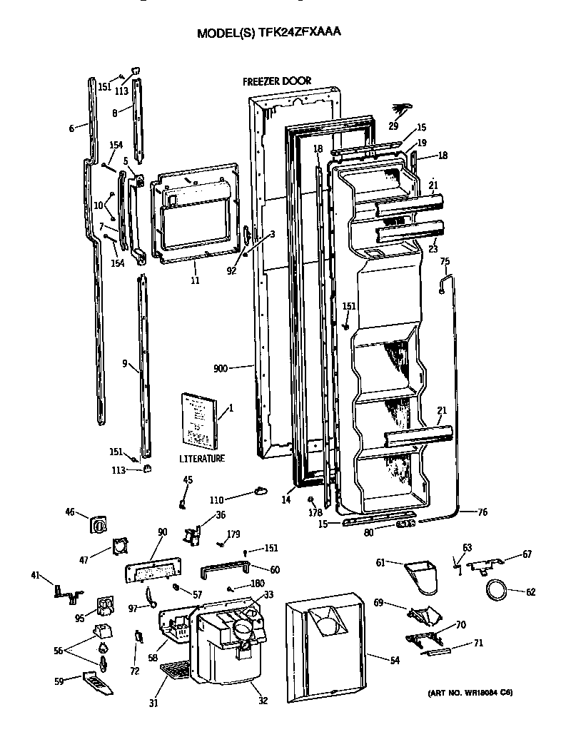 GE TFK24ZFXAAA freezer door diagram