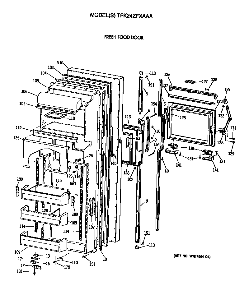 GE TFK24ZFXAAA fresh food door diagram
