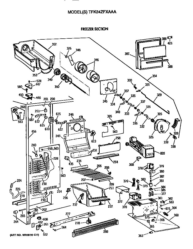 GE TFK24ZFXAAA freezer section diagram