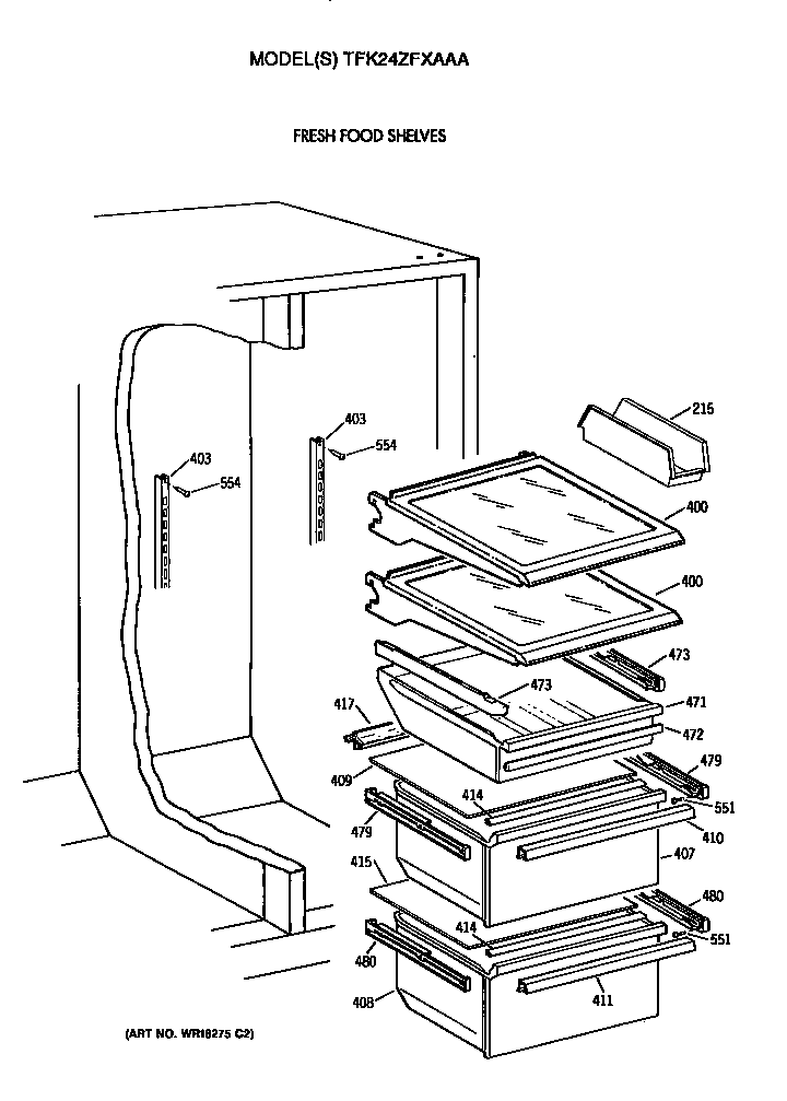GE TFK24ZFXAAA shelves diagram