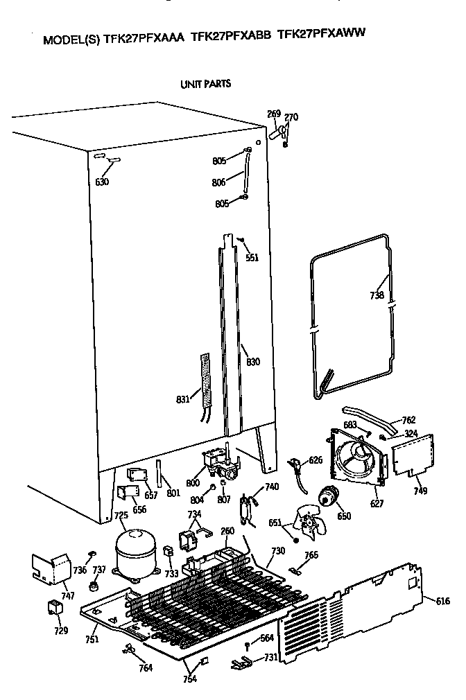 GE TFK27PFXAAA unit diagram
