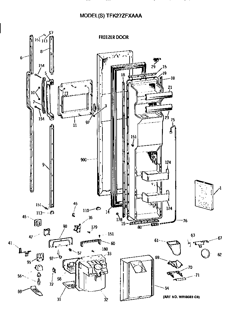 GE TFK27ZFXAAA freezer door diagram