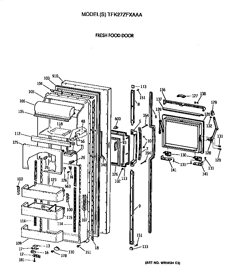 GE TFK27ZFXAAA fresh food door diagram