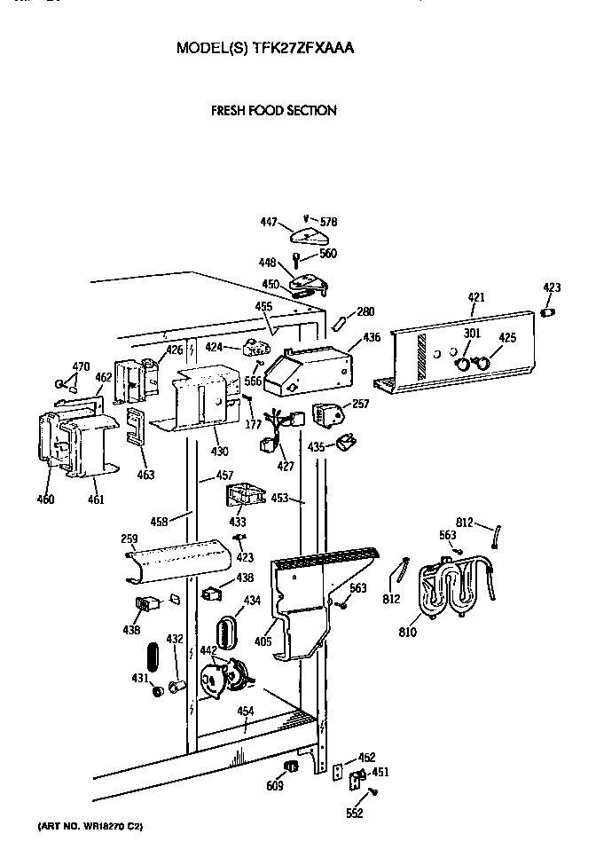 GE TFK27ZFXAAA fresh food section diagram