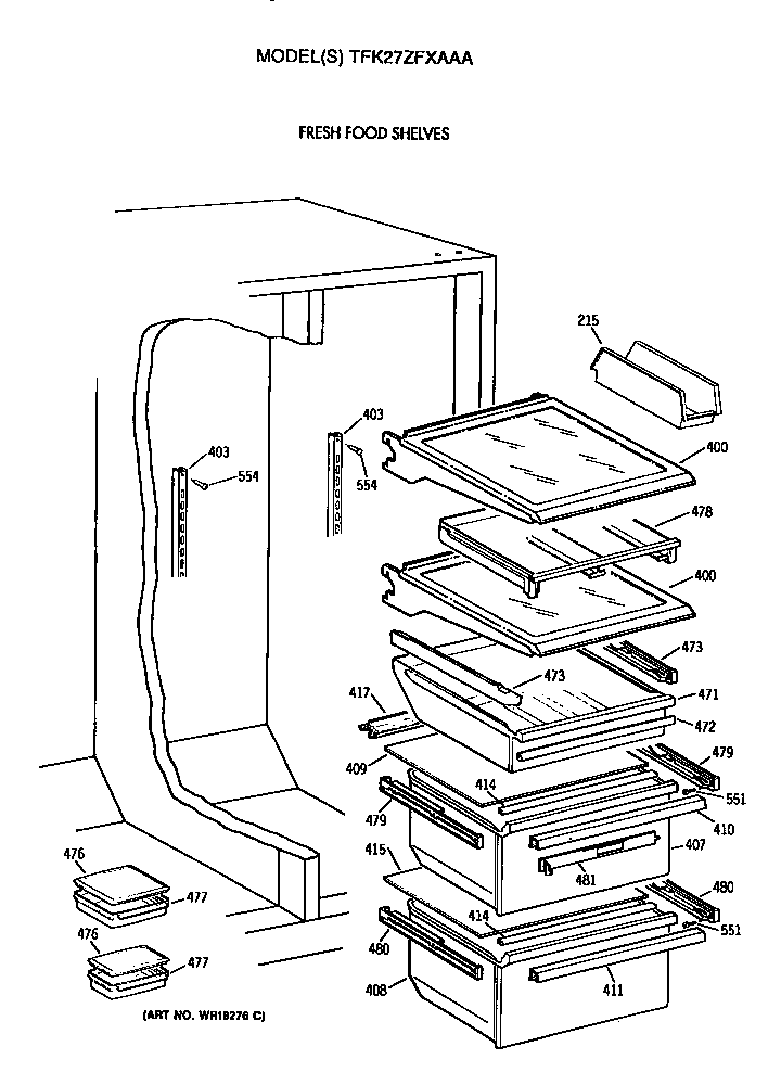 GE TFK27ZFXAAA shelves diagram