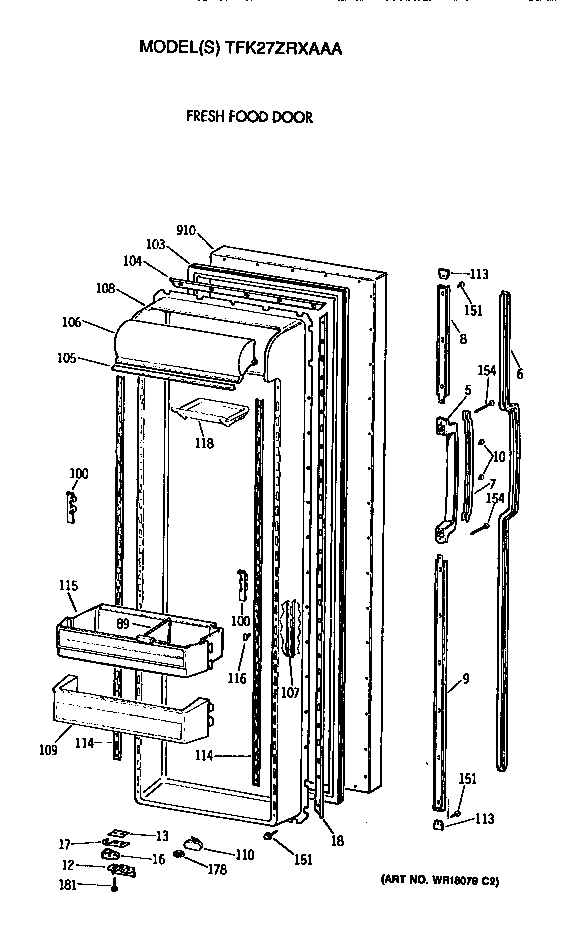 GE TFK27ZRXAAA fresh food door diagram